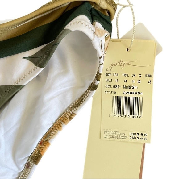 Gottex Floral Print Contrast Trim Bikini - Bottoms 12 Swimsuit - Picture 6 of 7